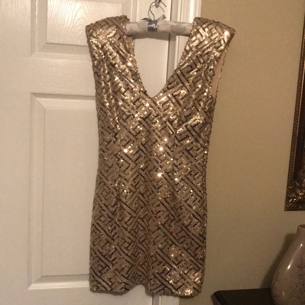 Gold Sequin Mini Dress